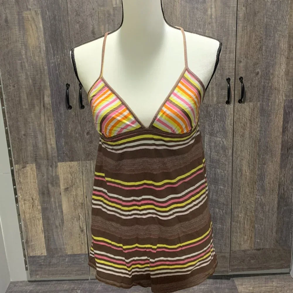 Billabong Tank - Size Large but Fits like a Small Brown / Yellow / Pink - Picture 2 of 6